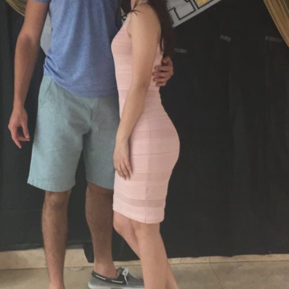 Bebe pink midi bodycon dress